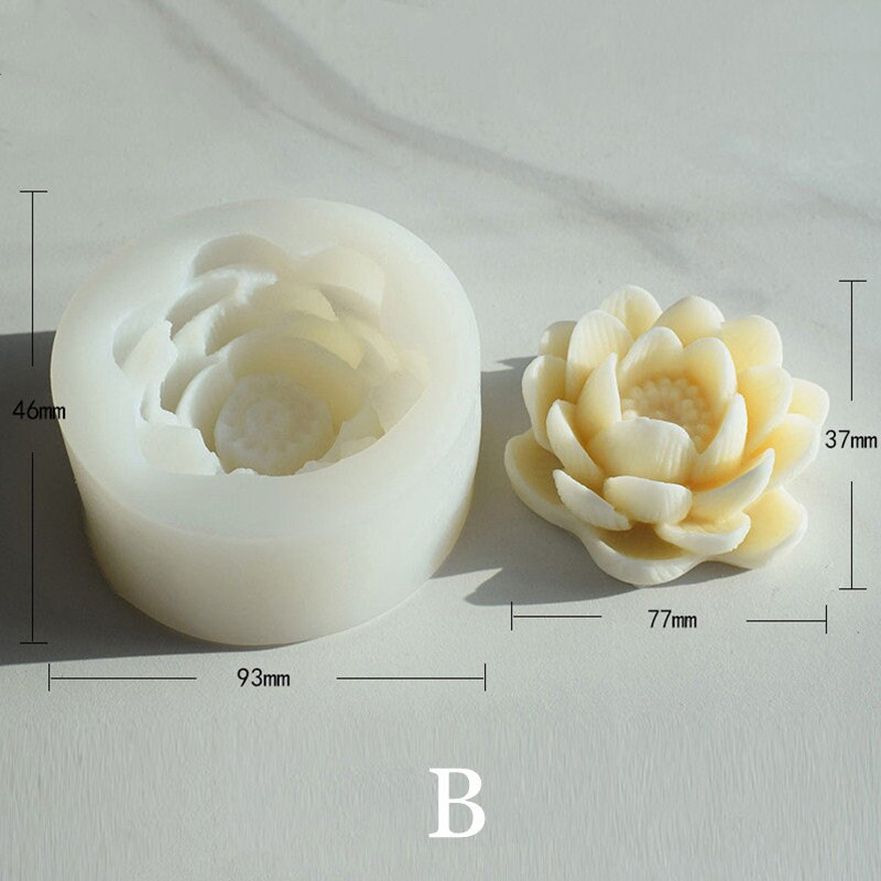 Stampo Per Candele A Fiore Di Loto - Silicone 3D, 9.9x9.9cm - Foto 12