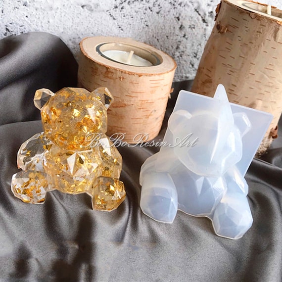 Geometric Bear Resin Silicone Mold-cartoon Bear Candle Mold-bear Keychain  Mold-resin Plaster Bear Mold-aroma Candle Soap Mold 