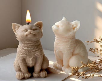 Happy Cat Candle Silicone Mold-Standing Cat Candle Mold-Animal Cat Candle Mold-Cute Cat Resin Mold-DIY Aromatherapy Plaster Mold