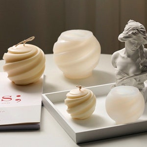 Spiral Ball Candle Silicone Mold-Rotating Planet Candle Mold-Swirl Sphere Candle Mold-Scented Soy Candle Mold-Cement Plaster Art Mold