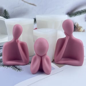 Modern Family Silicone Mold-Abstract Thinker Statue Mold-Figure Sculpture Mold-Human Body Candle Mold-Cement Plaster Jesmonite Art Mold