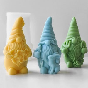 3D Gnome Candle Silicone Mold-Flower Gnome Candle Mold-Easter Gnome Candle Mold-Cement Jesmonite Art Mold-DIY Aromatherapy Plaster Mold