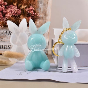 Lovely Rabbit Silicone Mold-Cartoon Rabbit Resin Mold-Rabbit Keychain Mold-Bunny Pendant Mold-Silicone Rabbit Mold-Epoxy Resin Mold