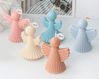 Simple Angel Silicone Mold-Little Angel Candle Mold-Striped Angel Candle Mold-Handmade Angel Soap Mold-Aromatherapy Plaster Mold