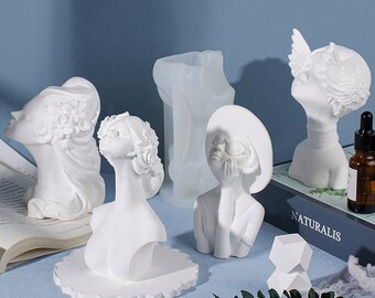 7 Styles Girl Statue Silicone Mold-Flower Girl Candle Mold-Blindfolded Female Candle Mold-Torso Candle Mold-DIY Aromatherapy Plaster Mold
