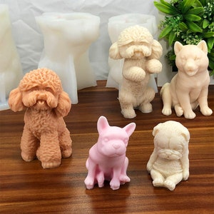 Animal Dog Silicone Candle Mold-Bulldog Candle Mold-Teddy Dog Candle Mold-Pet Dog Resin Mold-Scented Plaster Mold-Soy Candle Mold