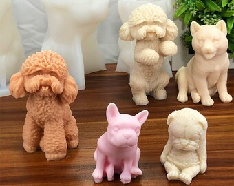 Animal Dog Silicone Candle Mold-Bulldog Candle Mold-Teddy Dog Candle Mold-Pet Dog Resin Mold-Scented Plaster Mold-Soy Candle Mold