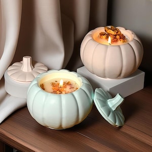 Large Pumpkin Jar Silicone Mold-Pumpkin Trinket Box Resin Mold-Pumpkin Candle Jar Mold With Lid-Concrete Pumpkin Mold-Jesmonite Plaster Mold