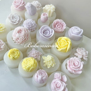 20 Styles Flower Candle Silicone Mold-Tulip Rose Peony Candle Mold-Natural Flower Resin Mold-Aesthetic Art Mold-Aromatherapy Plaster Mold