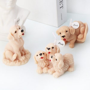 Golden Retriever Molde de silicona-Molde de vela de perro animal-Molde de vela de perro de Navidad-Molde de decoración de yeso Jesmonite-Molde de vela de soja perfumada