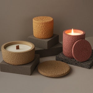 Nordic Candle Cup Silicone Mold-Round Candle Jar Mold With Lid-Concrete Bowl Candle Mold-Succulent Planter Mold-Cement Jesmonite Pot Mold