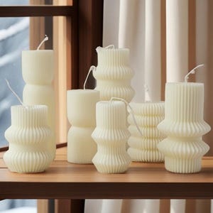 Nordic Striped Candle Silicone Mold-Cylinder Candle Mold-Ribbed Pillar Candle Mold-Sculptural Candle Mold-Aesthetic Art Candle Mold