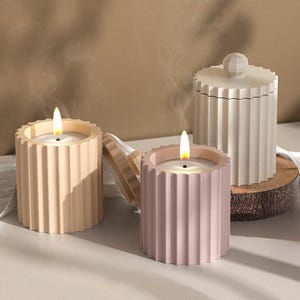 Gear Candle Cup Silicone Mold-Nordic Candle Jar Mold with Lid-Round Trinket Box Resin Mold-Concrete Flower Pot Mold-Jesmonite Plaster Mold