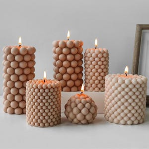 Bubble Ball Candle Silicone Mold-Honeycomb Pillar Candle Mold-Cylinder Candle Mold-Beeswax Pillar Candle Mold-Aroma Candle Soap Mold