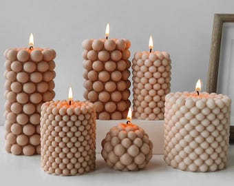 Bubble Ball Candle Silicone Mold-Honeycomb Pillar Candle Mold-Cylinder Candle Mold-Beeswax Pillar Candle Mold-Aroma Candle Soap Mold