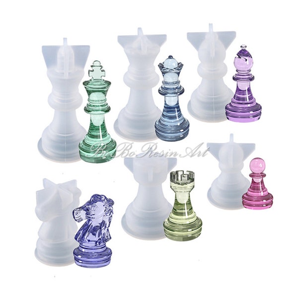 Jeu d'échecs moule en silicone-3D échecs résine moule-pièces d'échecs moule-échiquier moule-échiquier résine moule-époxy résine Art moule-famille jeux de société