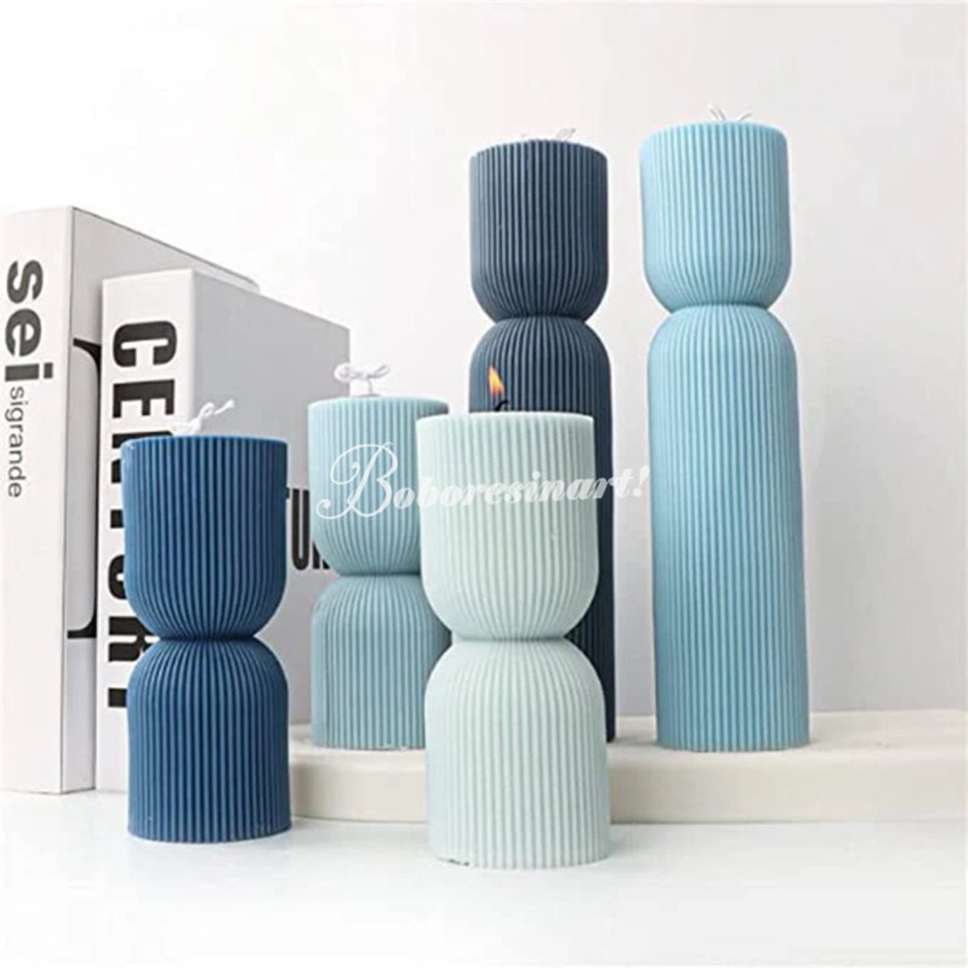 Geometric Striped Candle Moldcylinder Candle Moldribbed Pillar Candle