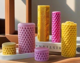 5 Styles Honeycomb Candle Silicone Mold-Honeycomb Taper Candle Mold-Honey Bee Candle Mold-Beehive Candle Mold-Beeswax Pillar Candle Mold