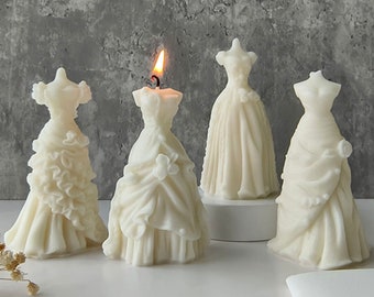 4 Styles Wedding Dress Silicone Mold-Wedding Dress Candle Mold-Bridal Dress Candle Mold-Princess Dress Candle Mold-Aromatherapy Plaster Mold