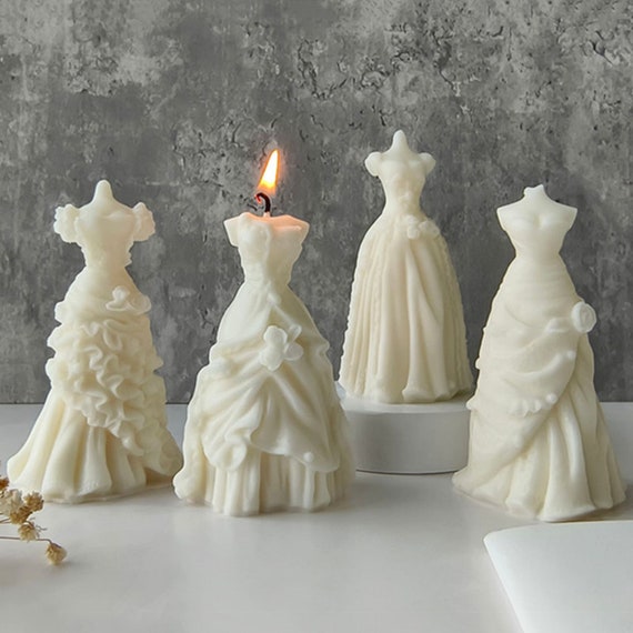 Moule à Bougie Silicone Robe De Mariée 3D - Pour Création Bougies DIY Aromathérapie - Silicone Souple Et Réutilisable - 2
