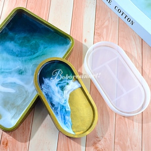 Oval Tray Concrete Mold-Dish Cement Silicone Mold-Rectangle Storage Tray Mold-Terrazzo Tray Mold-Fruit Plate Mold-Epoxy Resin Tray Mold