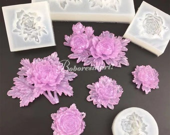 Beautiful Flower Silicone Mold-Flower Resin Mold-Rose Flower Mold-Peony Flower Mold-Flower Jewelry Making Mold-Epoxy Resin Art Mold