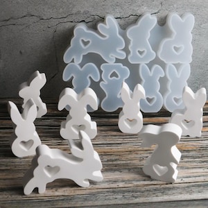 Paashaas siliconen mal-Heart Bunny hars mal-schattig konijn sleutelhanger mal-beton Pasen decor mal-DIY aromatherapie kaars zeep mal