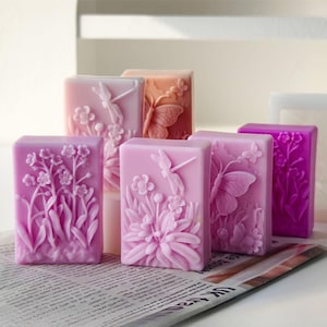 3D Flower Soap Silicone Mold-Rectangle Oval Soap Mold-Butterfly Dragonfly Soap Mold-Beeswax Candle Soap Mold-Aromatherapy Candle Soap Mold