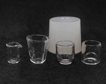 4 Styles Miniature Cup Silicone Mold-Glass Cup Resin Mold-Miniature Dollhouse Cup Mold-Shop Kitchen Mold-Food Play Mold-UV Resin Art Mold