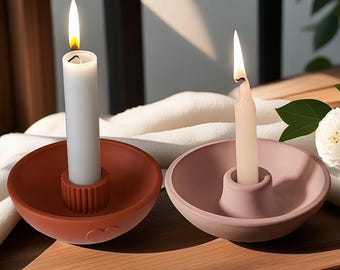 Round Candlestick Resin Silicone Mold-Round Bowl Candle Mold-Taper Candle Holder Mold-Concrete Candle Vessel Mold-Jesmonite Plaster Art Mold