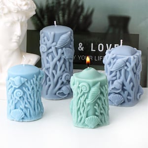 Ocean Candle Silicone Mold-Embossed Shell Candle Mold-Conch Shell Pillar Candle Mold-Aesthetic Art Candle Mold-Aromatherapy Candle Soap Mold