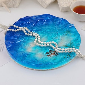 Large Water Ripple Tray Silicone Mold-Round Water Wave Dish Mold-Wave Trinket Tray Mold-DIY Blue Ocean Micro Landscape Mold-Epoxy Resin Mold