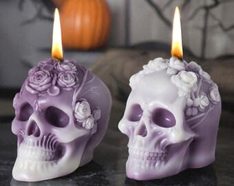 3D Skull Silicone Mold-Rose Skull Candle Mold-Halloween Skull Candle Mold-Flower Skull Resin Mold-Aesthetic Art Mold-Aroma Candle Soap Mold