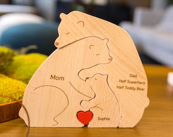 Rompecabezas de madera personalizado para el Día del Padre, con nombre de familia, para mamá, decoración familiar única, para nuevos padres y para papá.