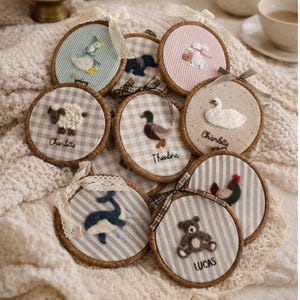 Custom Felted Farm Animal Nursery Wall Art with Personalized Name, Baby Shower Gift, Baby Heirloom