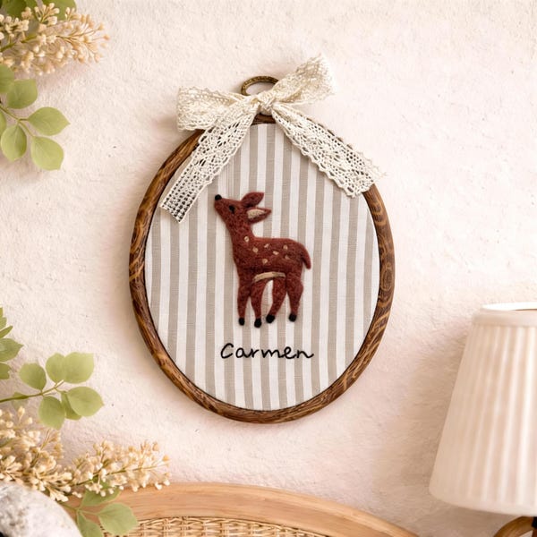 Forest Nursery Decor Deer, Custom Felted Fawn Head, Personalized Baby Shower Gift, Woodland Nursery Wall Art, 3D Wool Felt Animal Frame