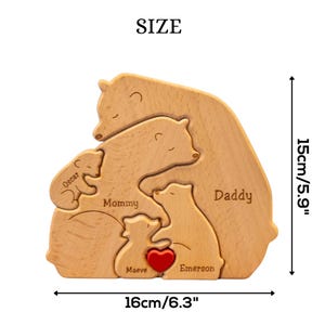 Personalized Wooden Bear Family Puzzle, Baby puzzle, Family Name, Gift for Dad, and Unique Home Decor, Gift for Parents, Gift for Mum image 9