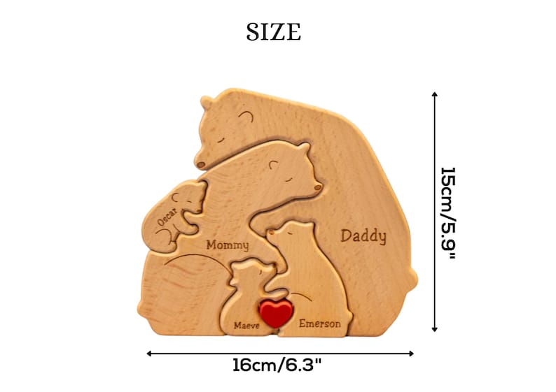 Personalized Wooden Bear Family Puzzle, Baby puzzle, Family Name, Gift for Dad, and Unique Home Decor, Gift for Parents, Gift for Mum image 9