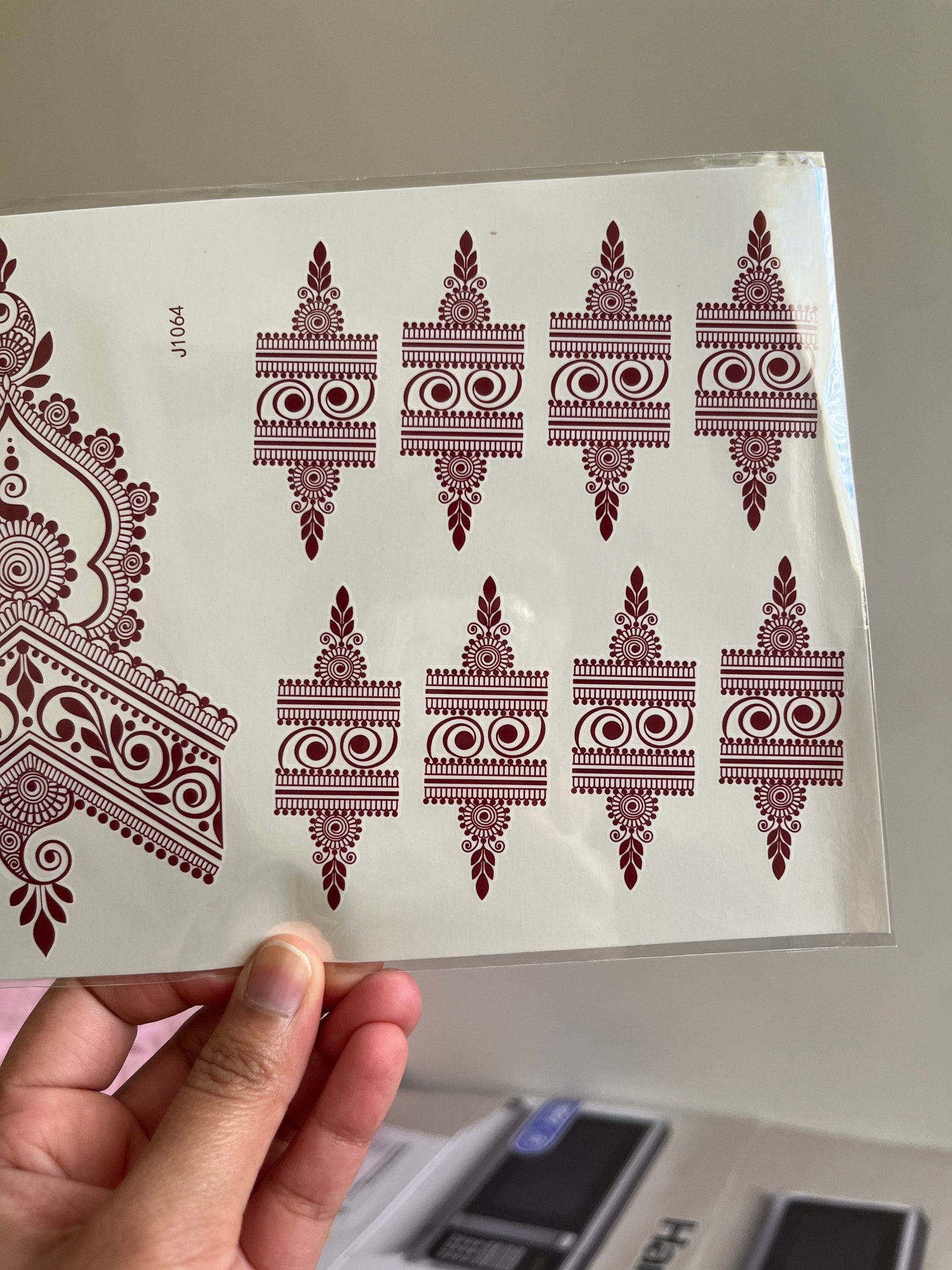 Fake Henna Tattoo Sticker Waterproof Red Instant Mehendi Sticker