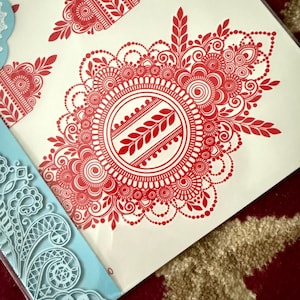 Instant henna tattoo sticker | waterproof | Red fake Mehendi sticker intricate bridal design mendhi