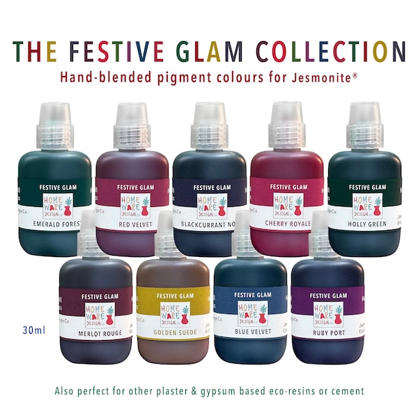 FESTIVE GLAM COLLECTION Bright Colour Pigments- Hand-blended for Jesmonite® AC100, AC300, AC730, plaster & gypsum based eco-resin, cement