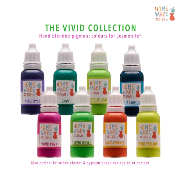 VIVID COLLECTION Bright Colour Pigments - Hand-blended for Jesmonite® AC100, AC300, AC730, plaster & gypsum based eco-resins or cement.