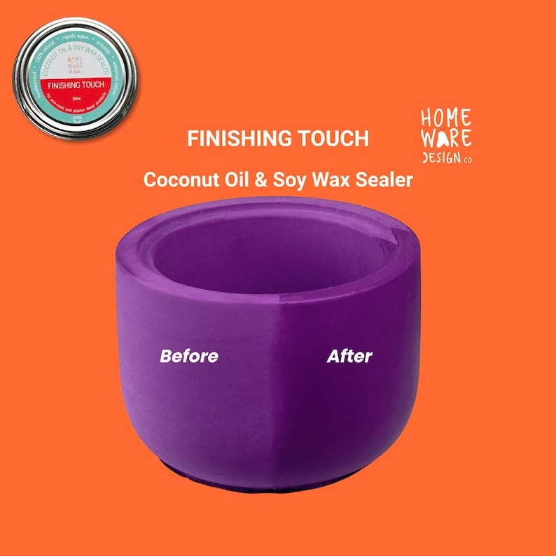 Finishing Touch 100% Natural Coconut Oil & Soy Wax Sealer. Protect your interior Jesmonite® or plaster/gypsum eco-resin home decor products image 4