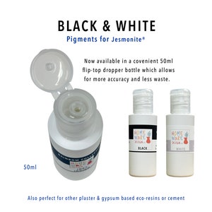 BLACK and WHITE – Pigments for Jesmonite® AC100, AC300, AC730, plaster & gypsum based eco-resins or cement. image 2