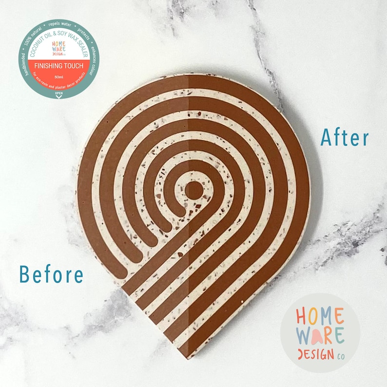 Finishing Touch 100% Natural Coconut Oil & Soy Wax Sealer. Protect your interior Jesmonite® or plaster/gypsum eco-resin home decor products image 8