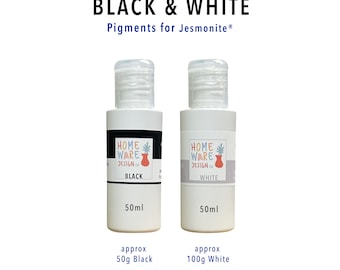 BLACK and WHITE  – Pigments for Jesmonite® AC100, AC300, AC730, plaster & gypsum based eco-resins or cement.