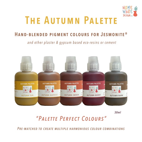 AUTUMN PALETTE PIGMENTS – Hand-blended pigment colours for Jesmonite® AC100, AC300, AC730, plaster & gypsum based eco-resins or cement craft