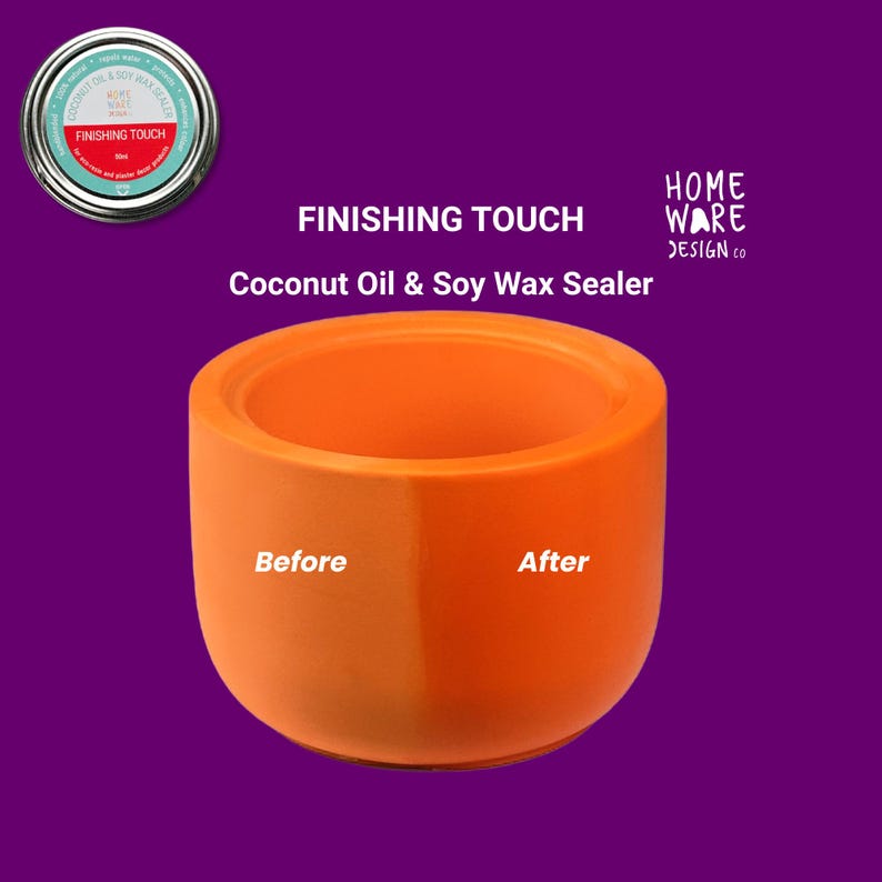 Finishing Touch 100% Natural Coconut Oil & Soy Wax Sealer. Protect your interior Jesmonite® or plaster/gypsum eco-resin home decor products image 3