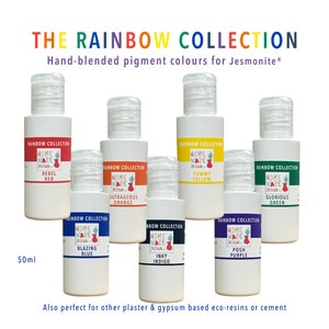 RAINBOW COLLECTION 50ml– Hand-blended pigment colours for Jesmonite® AC100, AC300, AC730, plaster & gypsum based eco-resins, cement,concrete