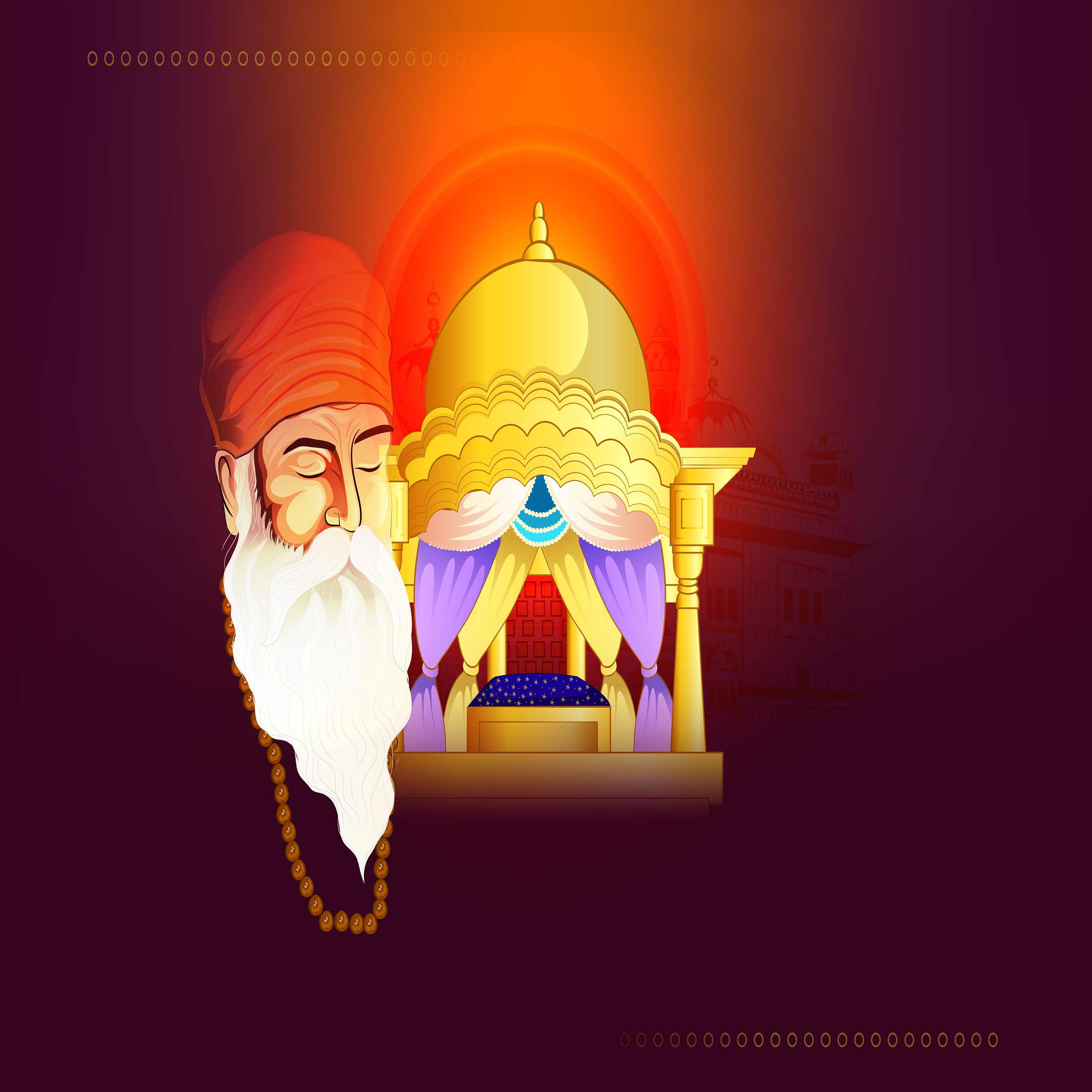 Sikh Canvas Art Guru Nanak Dev Ji And Guru Granth Sahib Ji Holy Scripture